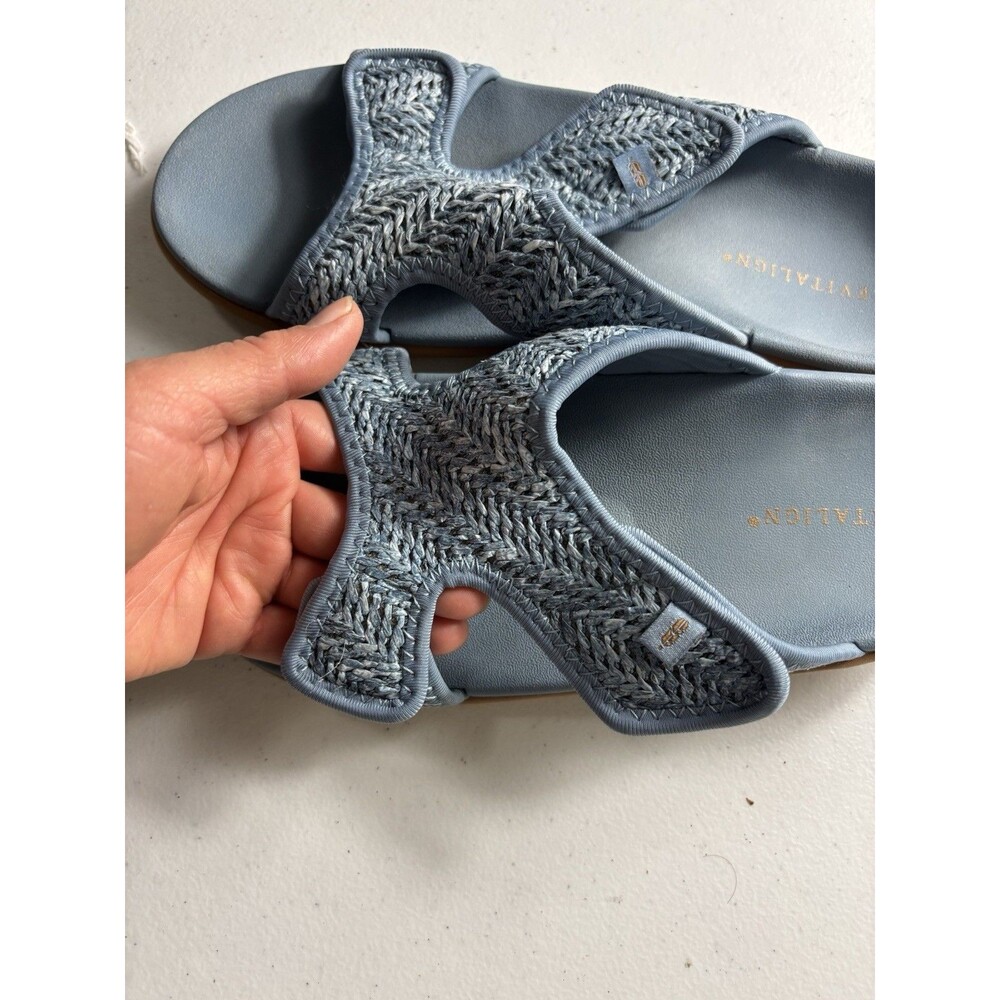 Revitalign Orthotic Comfort Adjustable Raffia Sandals Kholo Capri Blue 10B - Picture 6 of 10